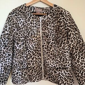 Chico's Leopard Print Zip Up Quilted Jacket